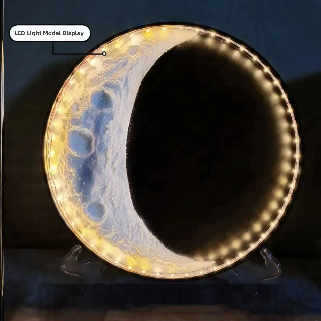Handmade DIY Moon Phase Lamp Landscape Wall Decorative Lighting Material Kit LED Light Creative Fashion Ladies T-shirt