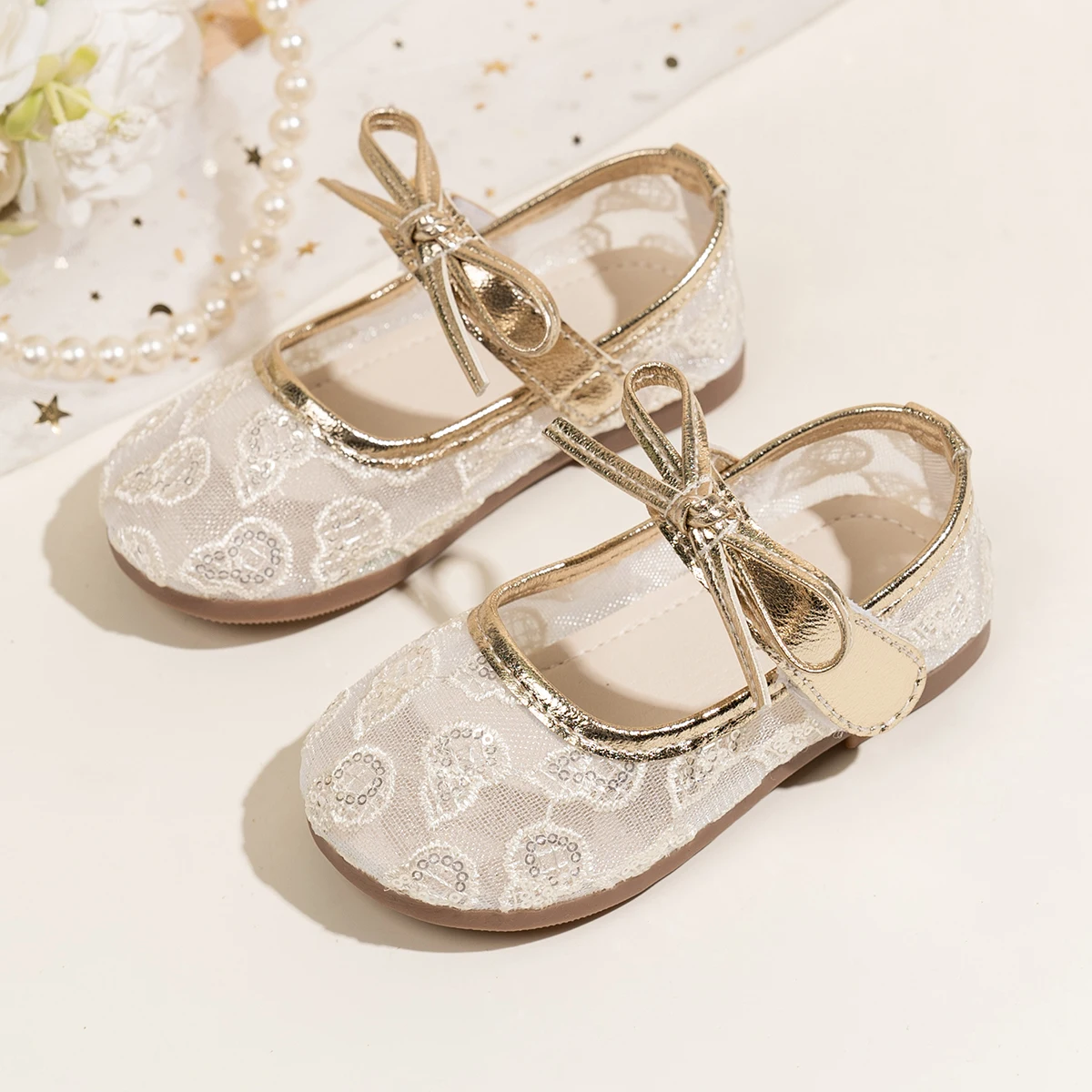 Kid's Shoes Girls' Breathable Mesh Sandals 2026 Round Toe Casual Shoes Lightweight Simple Butterfly Bow Sequin Children's Shoes