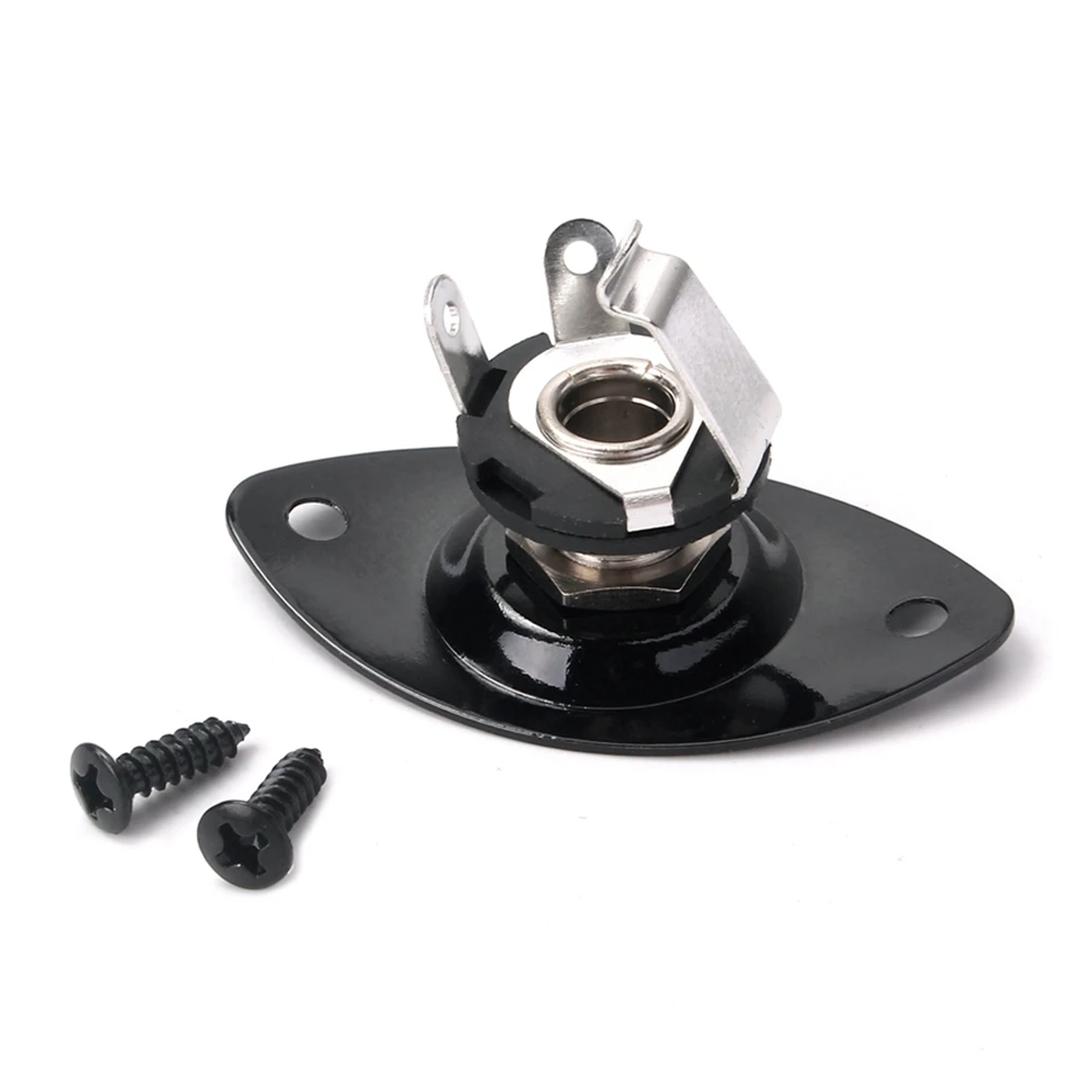 

Sturdy Black for Electric Bass Pickup Plug 1/4 Inch 6.35mm Nickel Plated Iron Copper Easy Install Durable Glossy Surface Jack