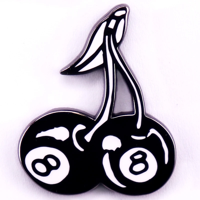 Magic 8-Ball Cherries Enamel Pin Cherry Eight Billiards Badge Brooch Backpack Hat Decoration