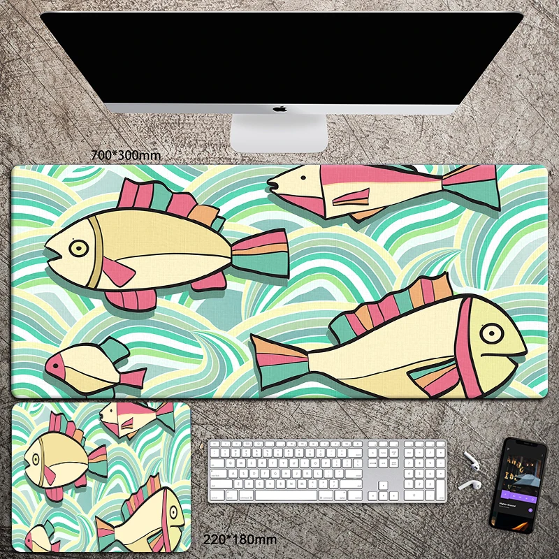 Imagem -03 - Desenhos Animados Peixe Impressão xl Mouse Pad Acessório Gamer Quente Grande Computador Bloqueio Borda Tapete Teclado Coisa Estranha Dropshipping