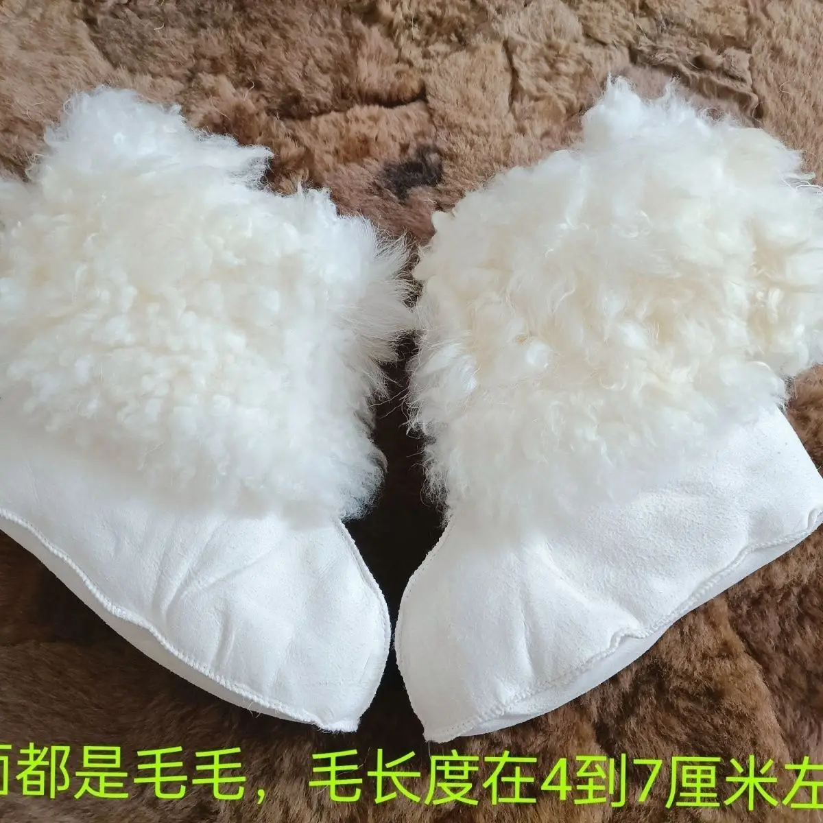 Whole leather sheep fur socks for men／women worn at home with warm floors lined with long wool socks for water rain shoes