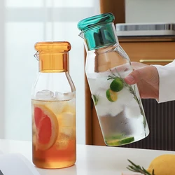 Heat-resistant Glass Jar For Milk Ice Coffee Water And Juice Refrigerator Pitcher Teapot Carafe Cold Brew Drinking Bottle Jug