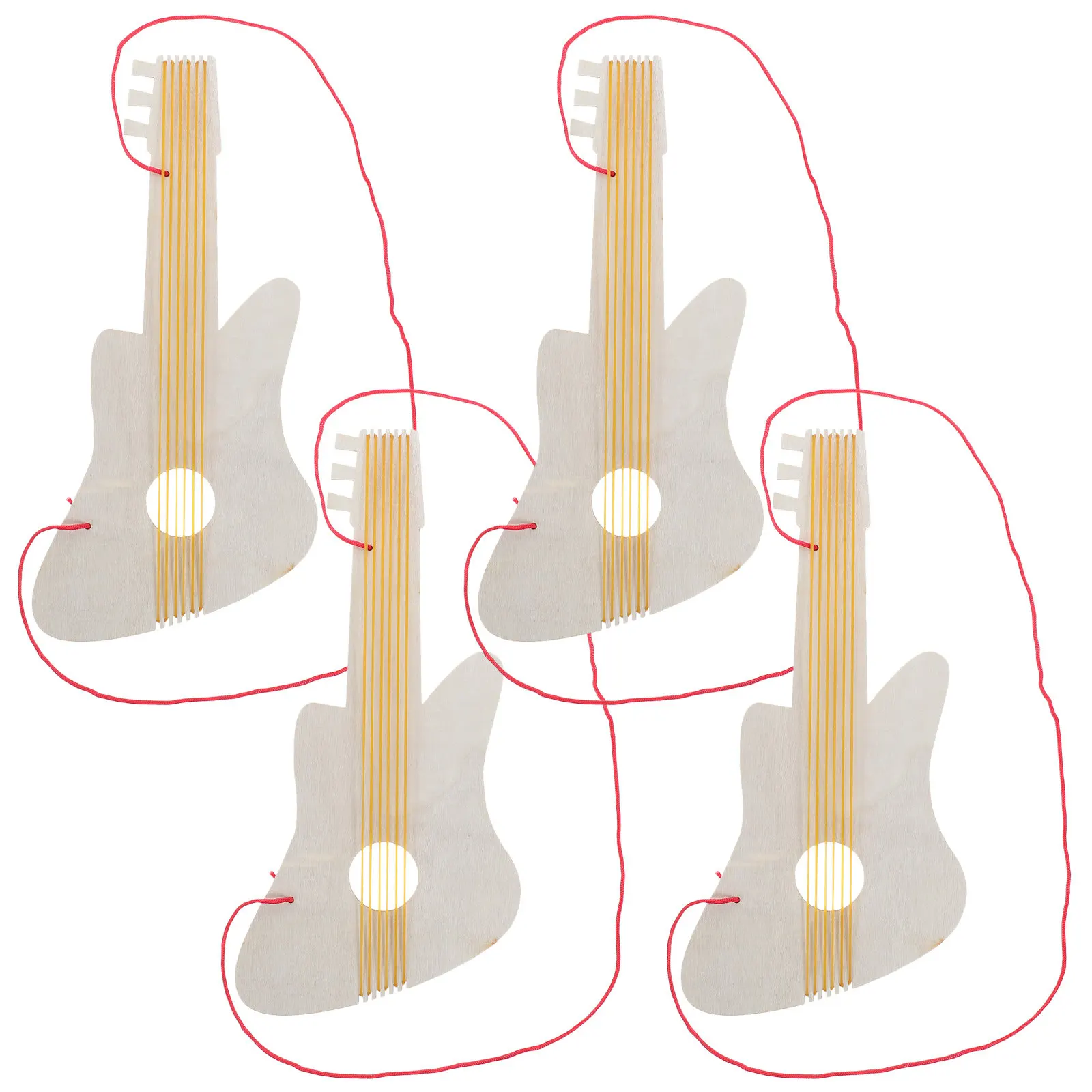 

4Sets Kids Wooden Guitar DIY Unfinished Blank Music Instrument for Painting Craft Activity Kindergarten Art Project