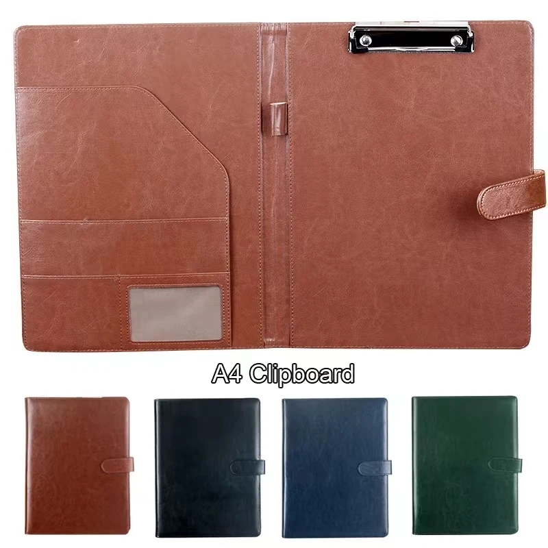 Document Bag Business Card Holder Writing Pads PU Leather A4 Clipboard Folder Manager Clip Business Folder A4 File Folder