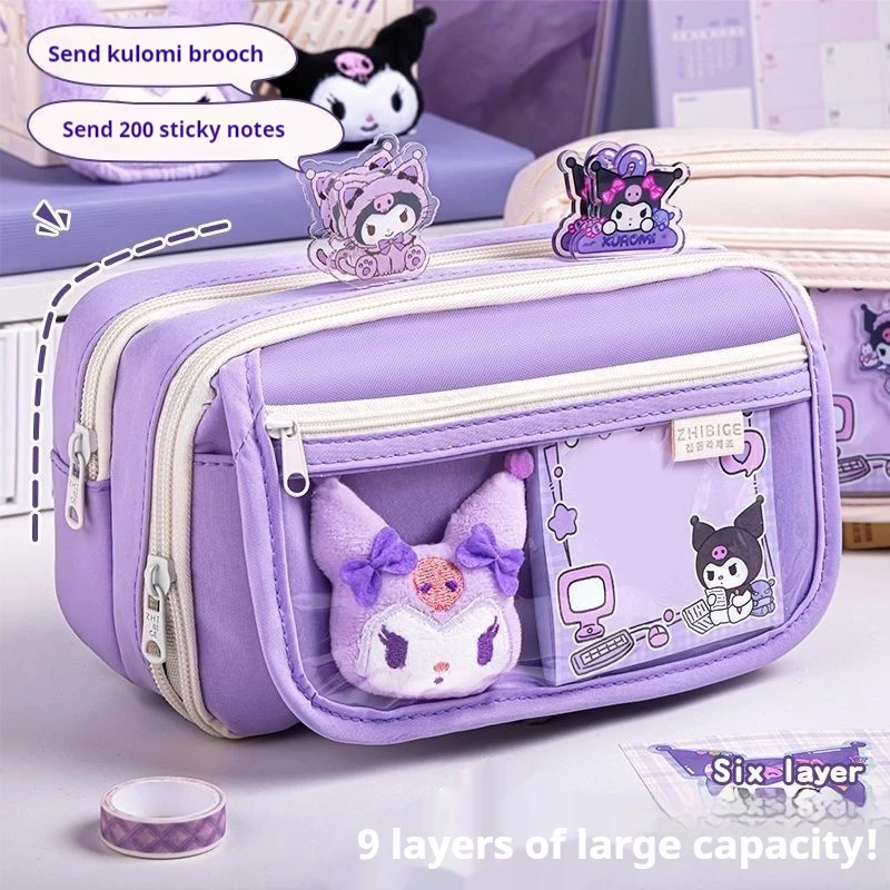 2024 New Cute Kuromi Stationary Large Capacity Pencil Case For Kids Pen Pouch Children'S Complete Set Of School Supplies Gift