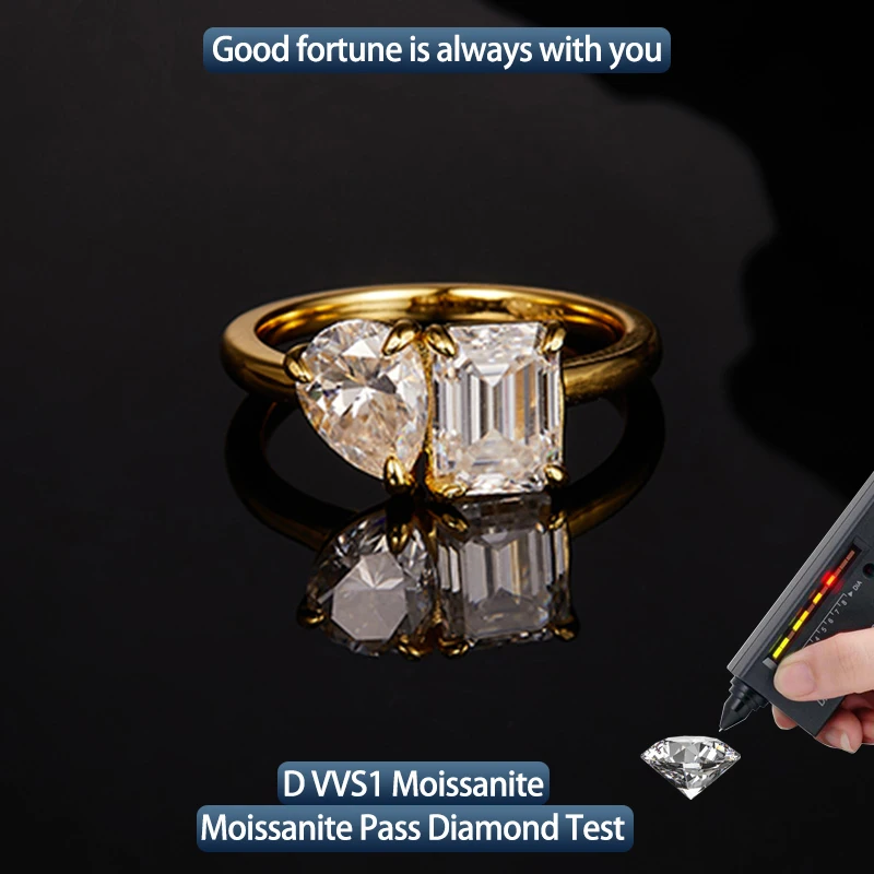 

S925 Silver Moissanite Double Stone Ring 5.5CT D VVS1 Certified Hip Hop Style Jewelry Personalized rings Valentine's Day Gift