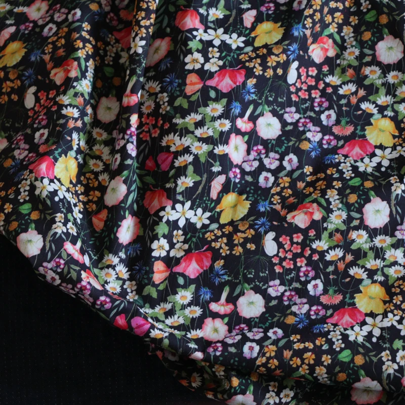 Jude Garden Floral 100% Cotton 80S Like Liberty Fabric Digital Printed for Sewing Cloth Dress Skirt Kids Designer Poplin Tela