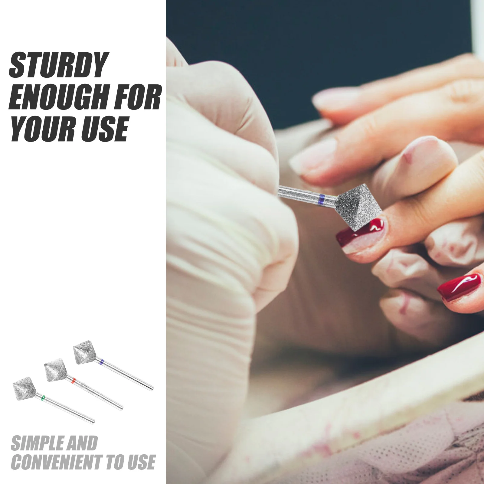 3-teiliges Nagelbohrer-Set für Acryl, Nagelhautentfernung, Maniküre, abgestorbene Haut, Formung, Schleifwerkzeug, elektrisches Feilenzubehör