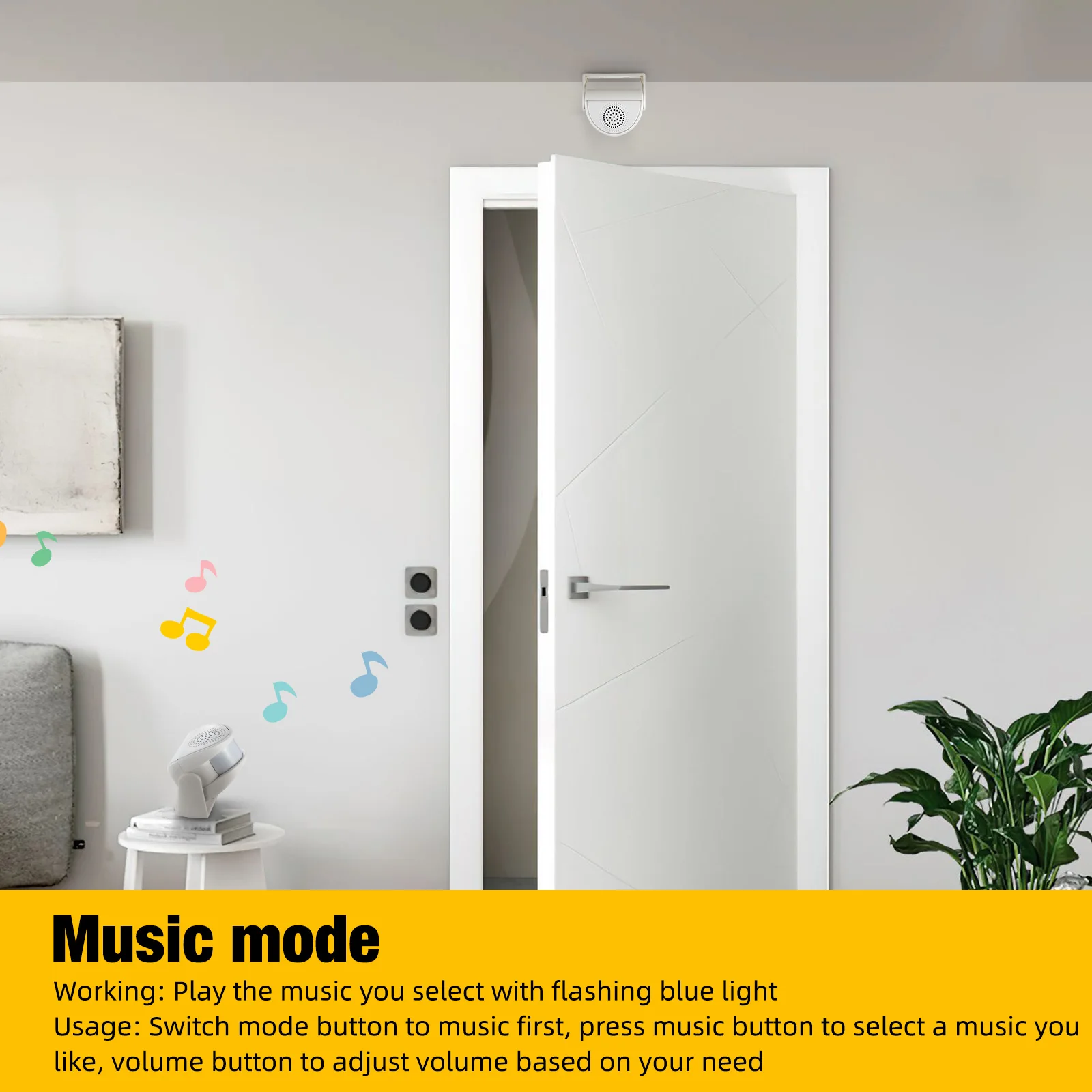 KERUI PIR Human Motion Detector Alarm Built-in 32 Melodies Wireless Welcome Doorbell Chime With Power Adapter Household Burglar