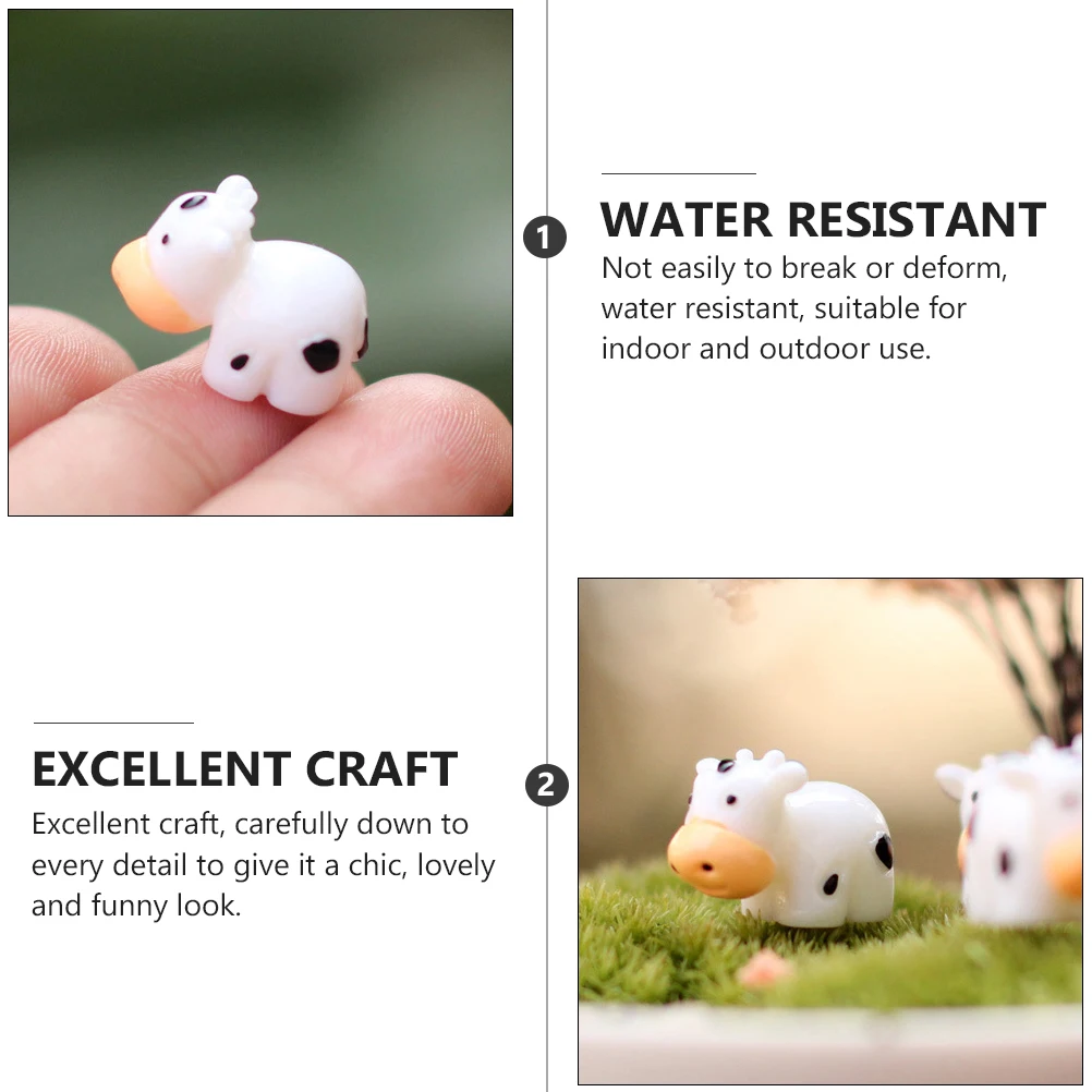 

10pcs Resin Cattle Ornament Durable Landscape Adornment Water Resistant Garden Decor Micro Landscape Cattle Mini Cow Statue For