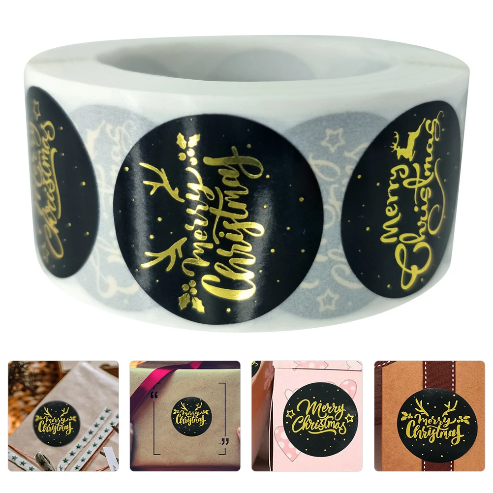 

2 Rolls Seal Christmas Style Sealing Stickers Sealed Self-adhesive Paper Sealer