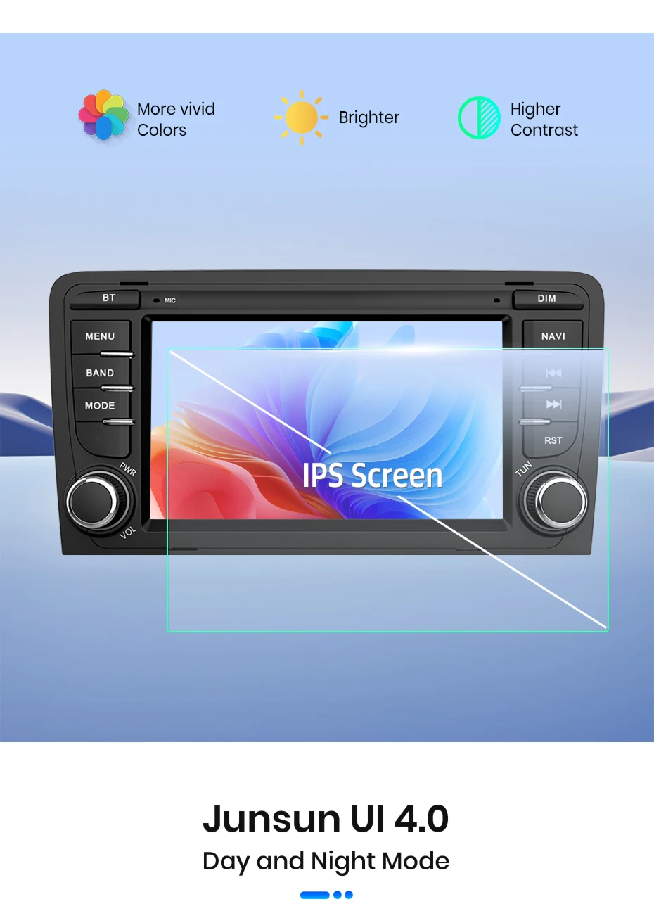 Junsun 7-Zoll-Android-Autoradio für Audi A3 8P S3 2003-2012 CarPlay Auto-Multimedia-Stereo-Intelligentes System 4G GPS RDS DSP DAB+ 8-Kern-Player – Detail 11