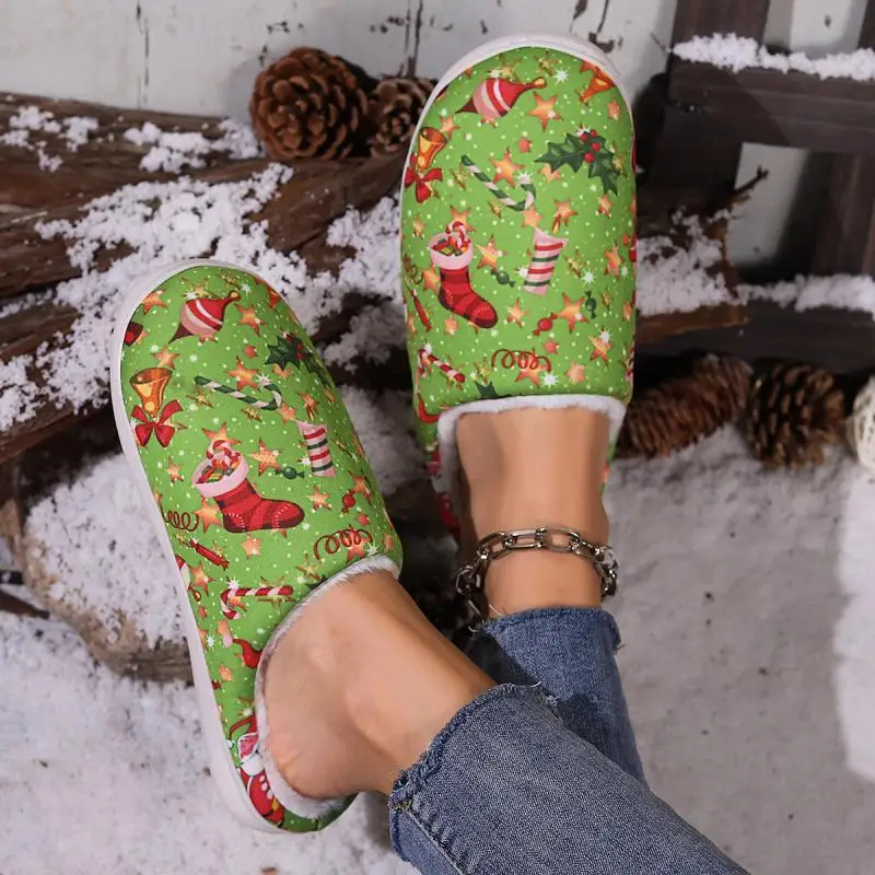 Christmas Casual Slippers Women Home Winter Fluffy Luxury Designer Shoes Ladies Fashion Indoor Plush Slides Elegant Footwear - Image 3