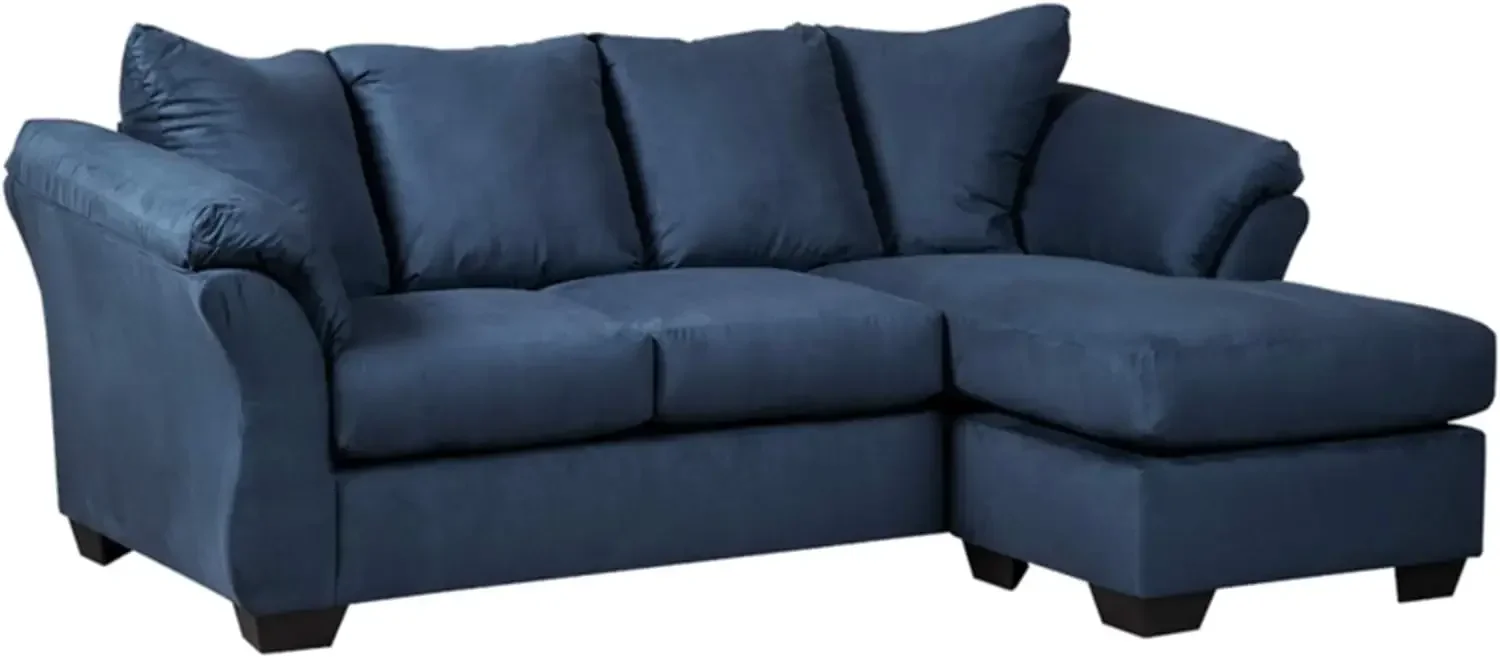 Signature Design by Ashley Darcy Plush Sectional Sofa Couch with Convertible Chaise, Dark Blue