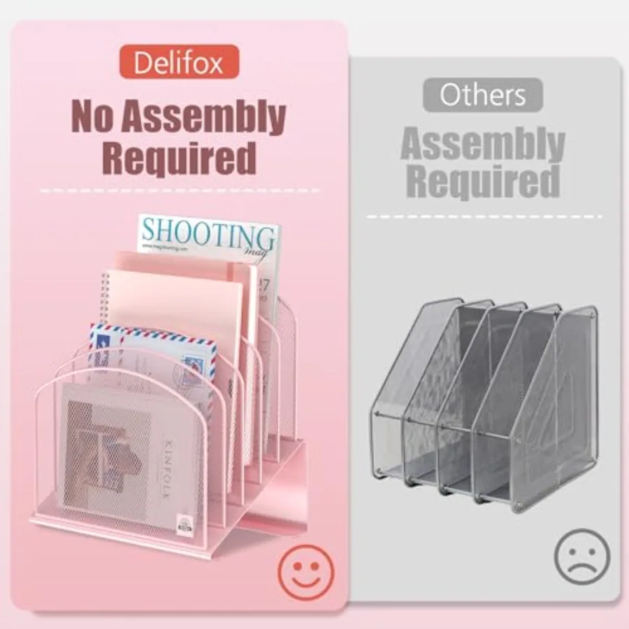 منظم ملفات مكتبي مائل مكون من 5 أقسام حامل مجلد ملفات عمودي حامل رف معدني فارز الملفات لسطح المكتب والفصول الدراسية أو