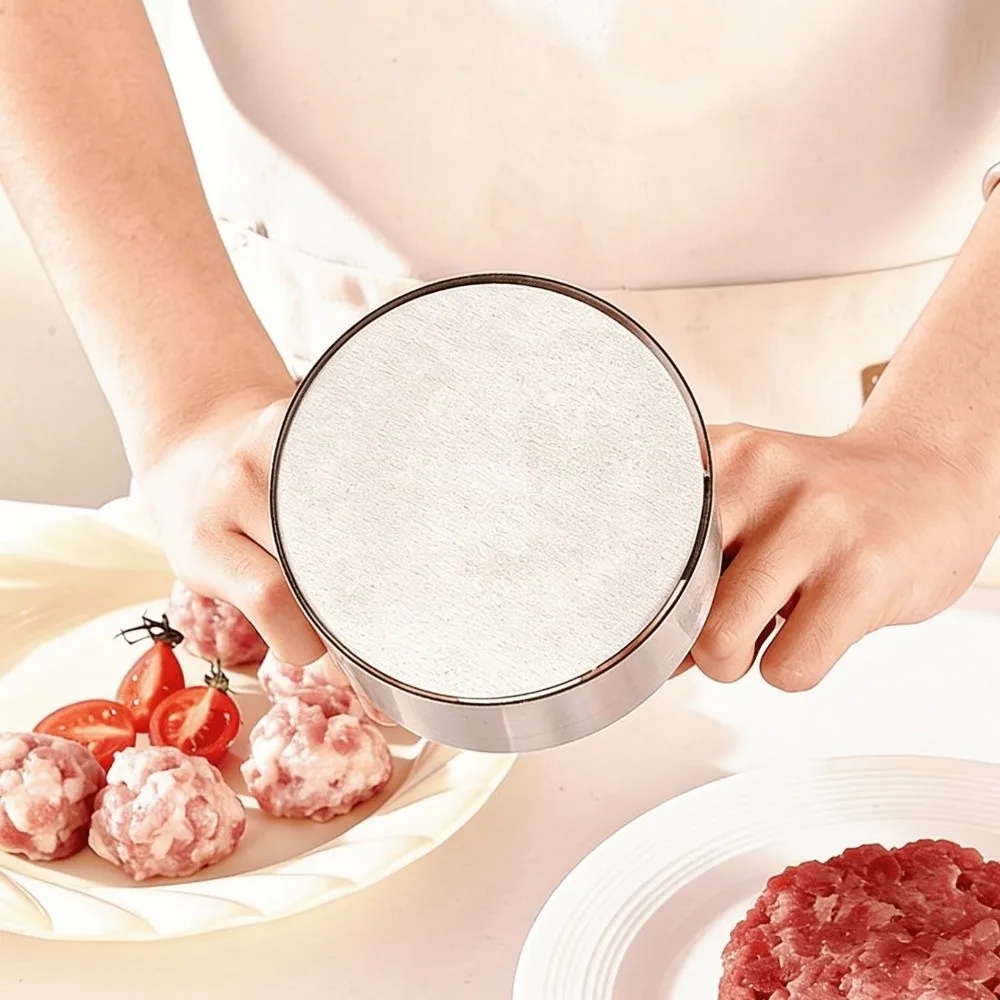 Durable Stainless Steel Burger Press Round 8/10/12 cm Hamburger Patty Maker Kitchen Tool Non Stick Meat Patty Press Home Cooking