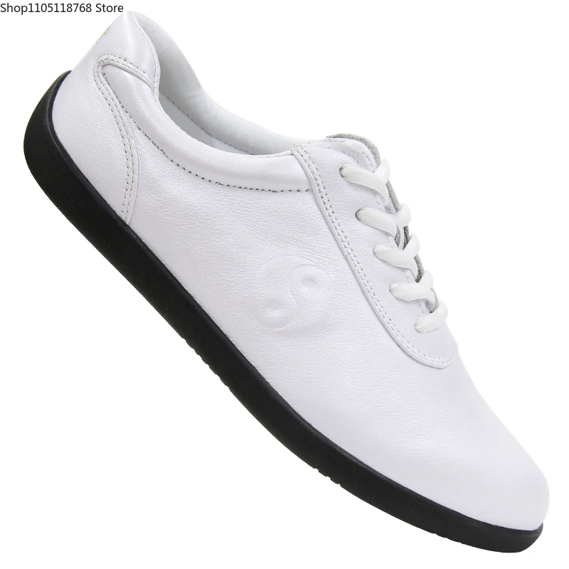 รองเท้ากังฟูไทเก๊กหนังแท้ รองเท้าศิลปะการต่อสู้ รองเท้าผ้าใบ หนังวัวนุ่ม ระบายอากาศได้ดี สวมใส่สบาย