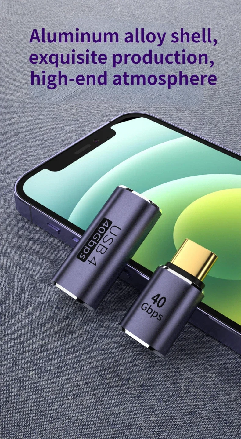 USB C Adapter USB3.2 Type-C Adapter USB4 Adapter 40Gbps Data transfer PD100W Quick Charge 8K@60Hz Compatible with Thunderbolt