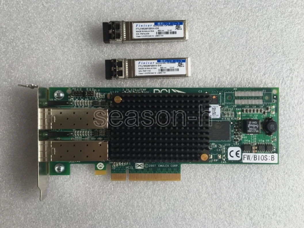 

Emulex 8Gb FC Dual-port HBA LPE1200 with Low Profile bracket with 2pcs modules