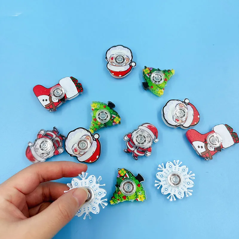 Christmas 10PCS Fingertip Gyro Toy Santa Claus Christmas Tree Creative Fidget Spinners Toys Stress Relief Party Favors Xmas Gift