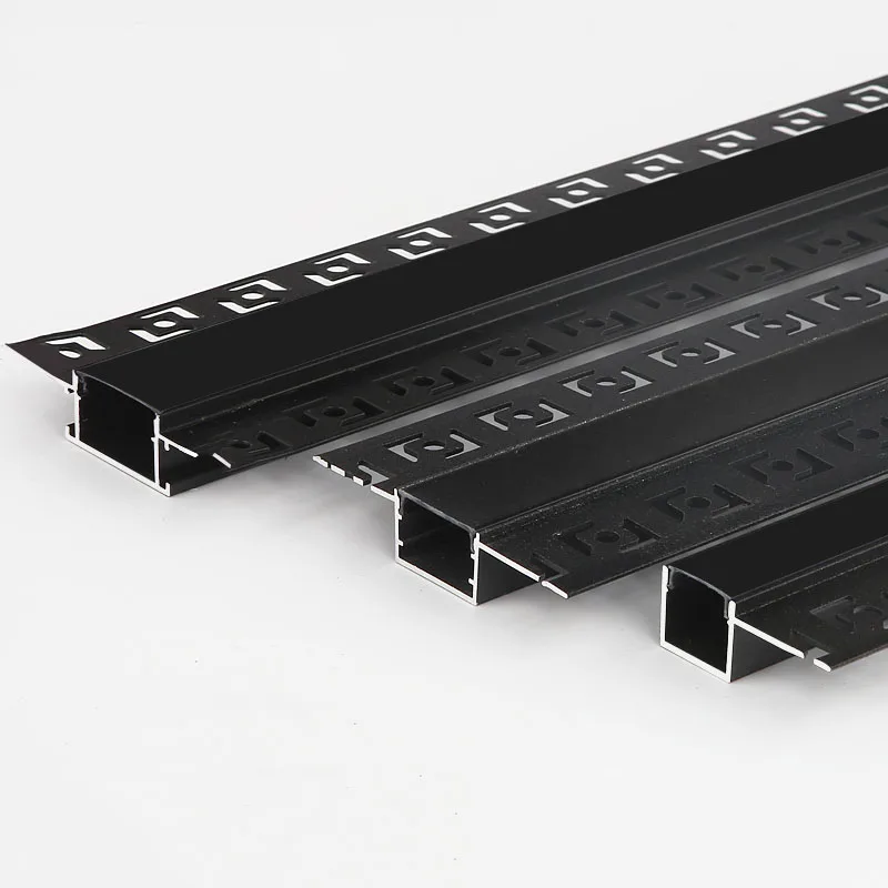 Black LED Aluminum Profile Recessed Hard Bar Light Invisible Embedded Ceiling Drywall Channels Wall Decor Linear Strip Lamp
