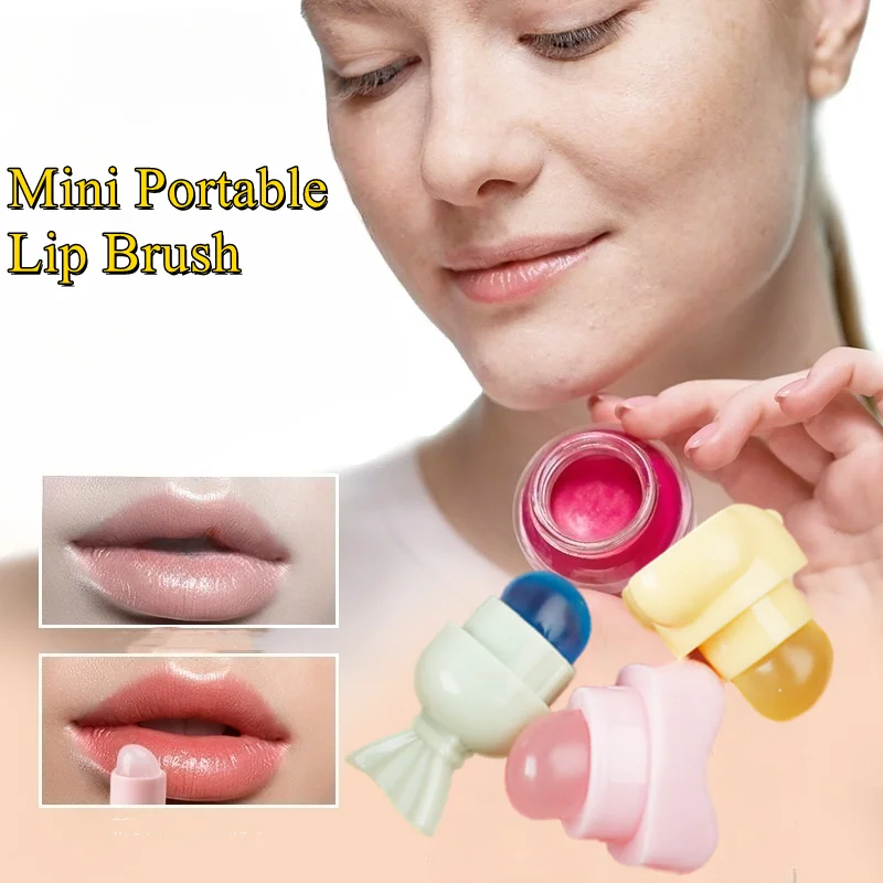 5pcs Portable Mini Silicone Lip Brush Cartoon Angled Concealer Brush Lip Balm Concealer MakeUp Nail Powder Apply Reusable Tool