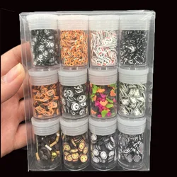 12Box Polymer Hot Clay Sprinkles Halloween czaszka z dyni kromka dla majsterkowiczów małe słodkie plastikowe akcesoria klei