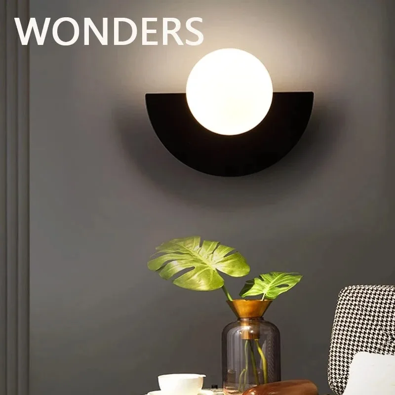 

LED wall lamp Nordic wrought iron bedroom bedside wall lamp simple colorful plastic ball indoor living room wall lamp home decor