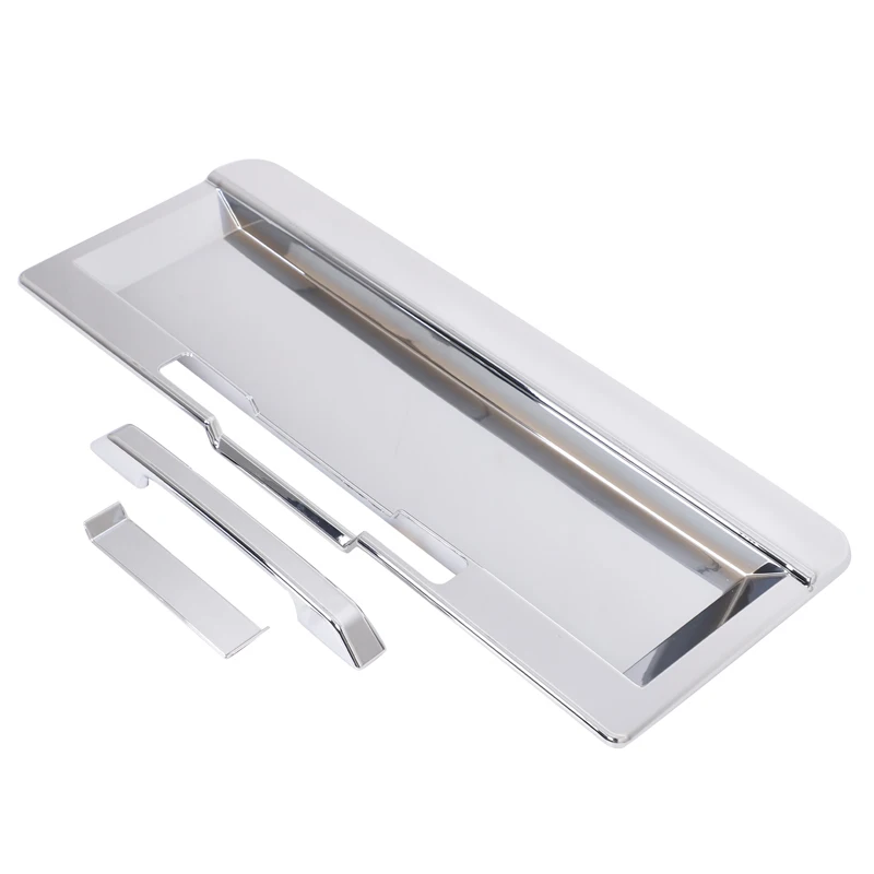 ABS ل هامر H2 2003-2009 لامعة الفضة سيارة الباب الخلفي لوحة ترخيص الغطاء الواقي لوحة ترخيص قاعدة لوحة اكسسوارات السيارات #4