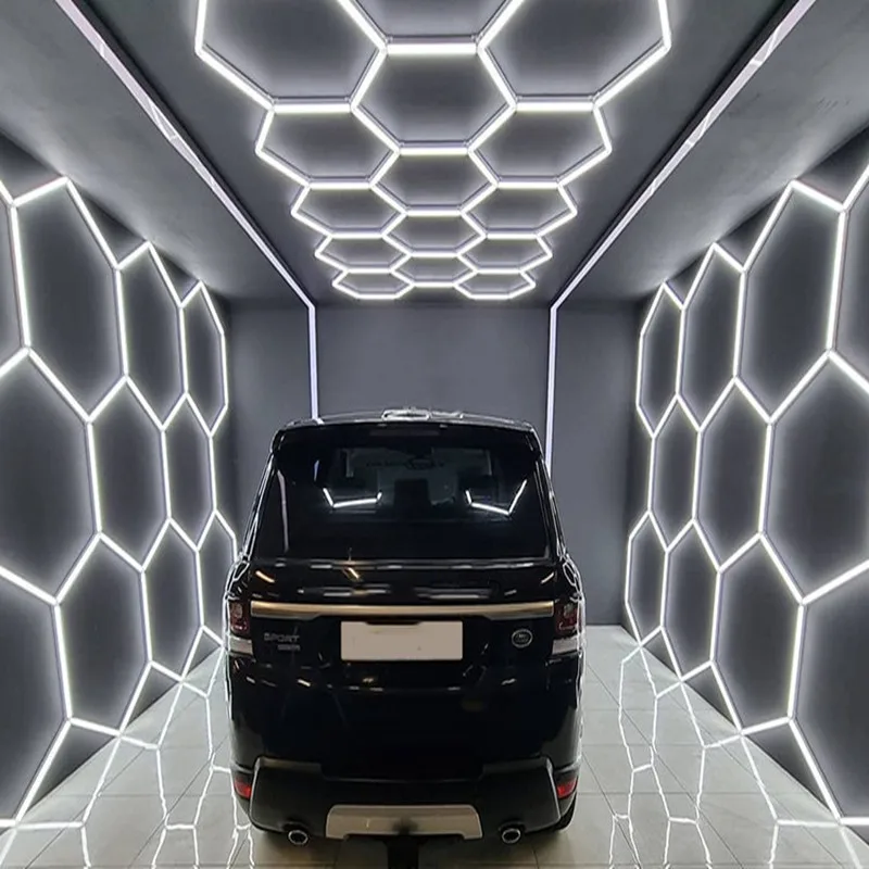 Professional Design Honeycomb Hexagonal Ceiling Led Lamps Wall Led Panel Light for Salon Car Beauty Wash Shop Detailing System