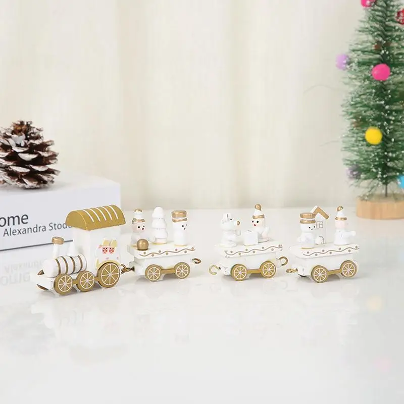 Christmas Wooden Train Wooden Christmas Train Toys Set With Snowman 4 Carriages Deluxe Train Set For Christmas Decorations