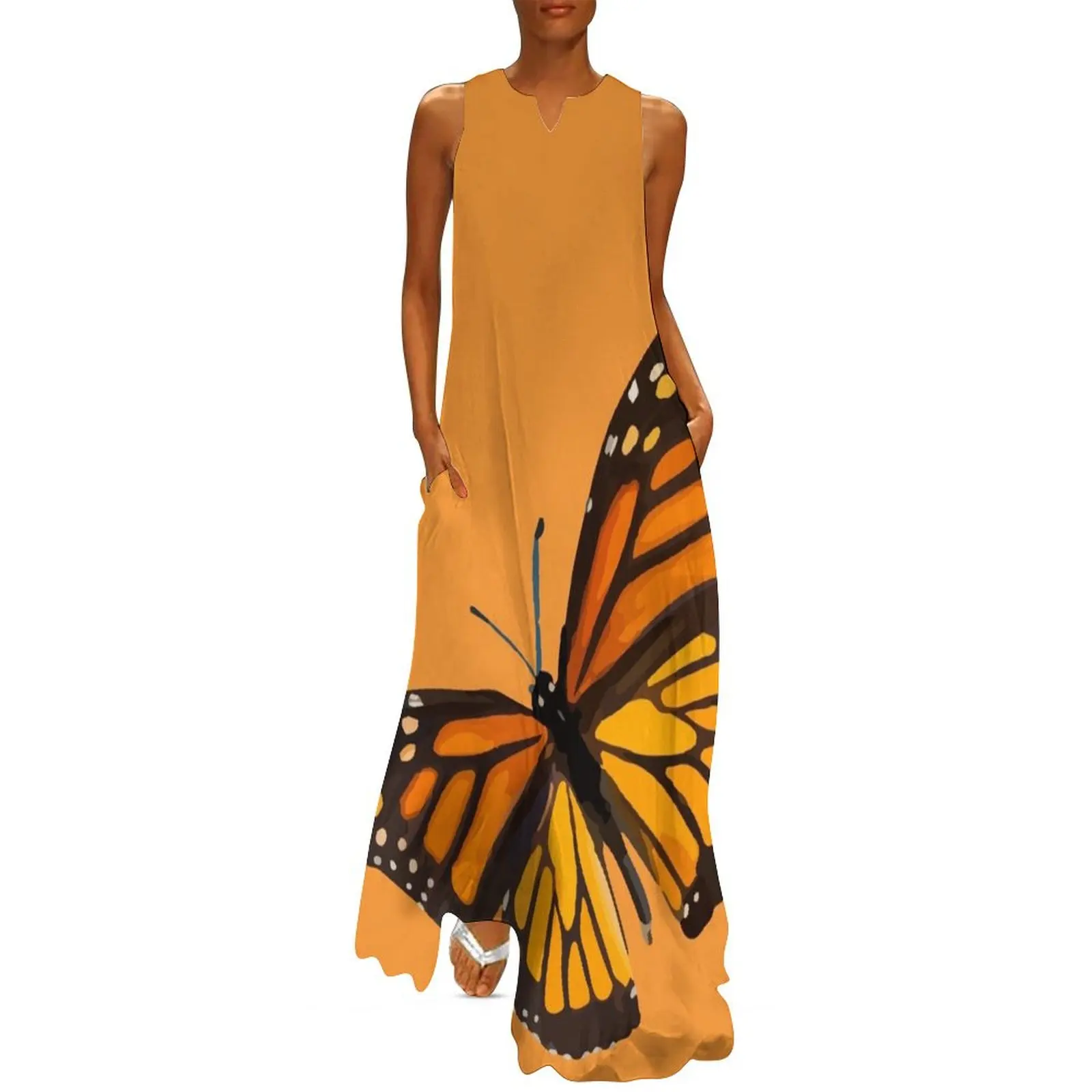 

Monarch Butterfly - Burnt Orange Long Dress women"s clothing trend 2024 dress women elegant luxury