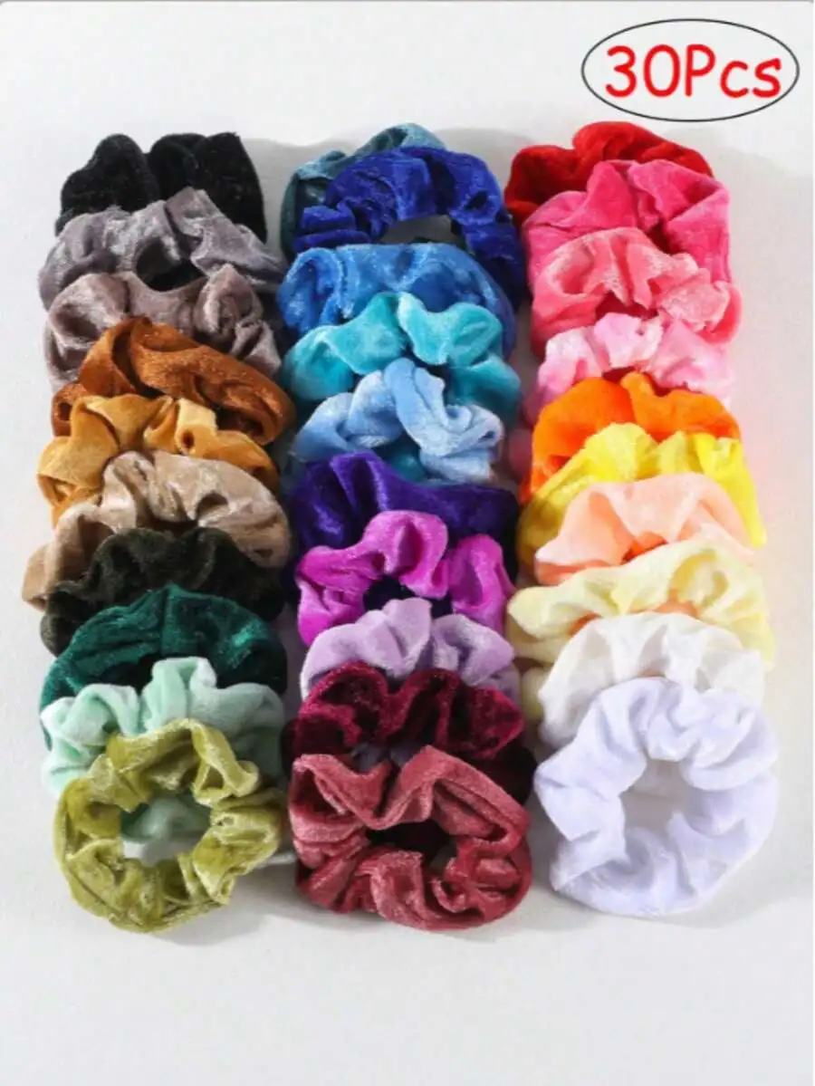 

30Pcs Multicolor Velvet Scrunchies Hair Ties Ponytail Holders Hair Accessories For Women