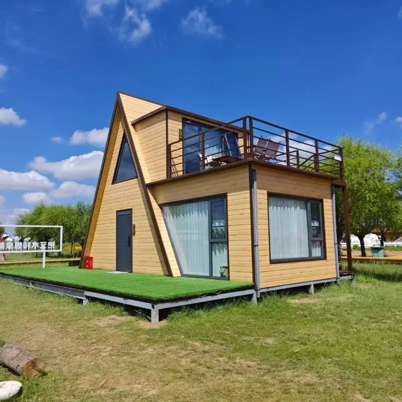 منزل مثلث صغير، منزل حاوية علوي جاهز، 2 غرفة نوم، منزل جاهز، منازل معيارية، بناء خشبي #1