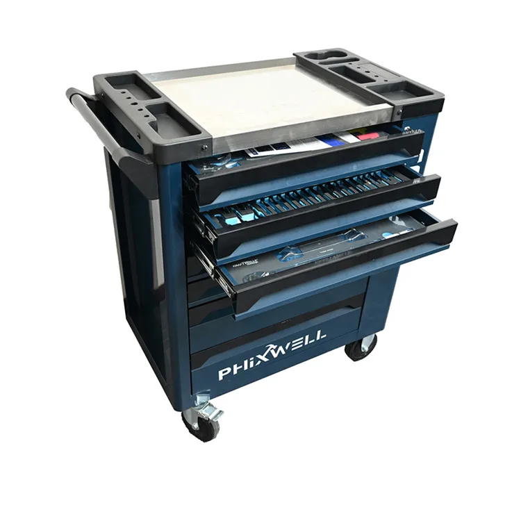 

7 Drawer Roller Cabinet 250 Pieces Hand Tool Sets Steel Workshop Garage Tool Storage Trolley Tool Box