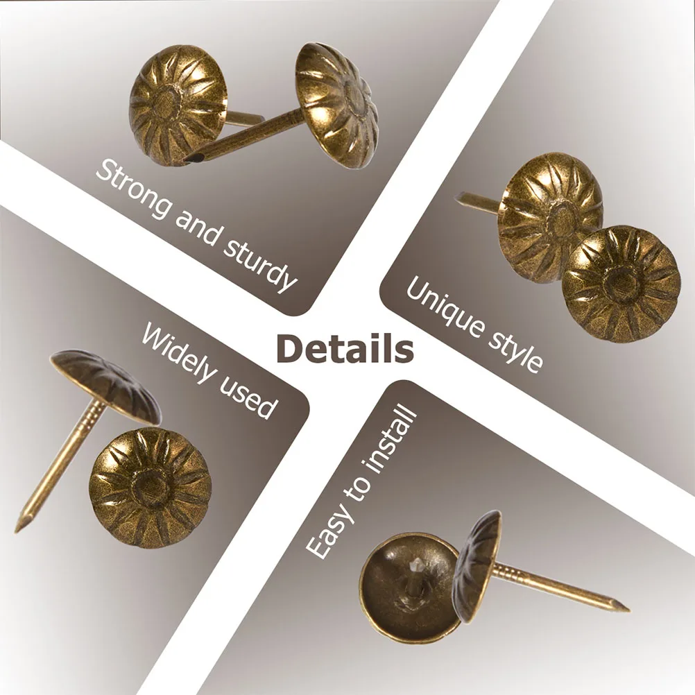 

200pcs Decorative Push Pins Upholstery Tacks Furniture Nails Home Decor Sofa Chair Bed DIY Projects Iron Round