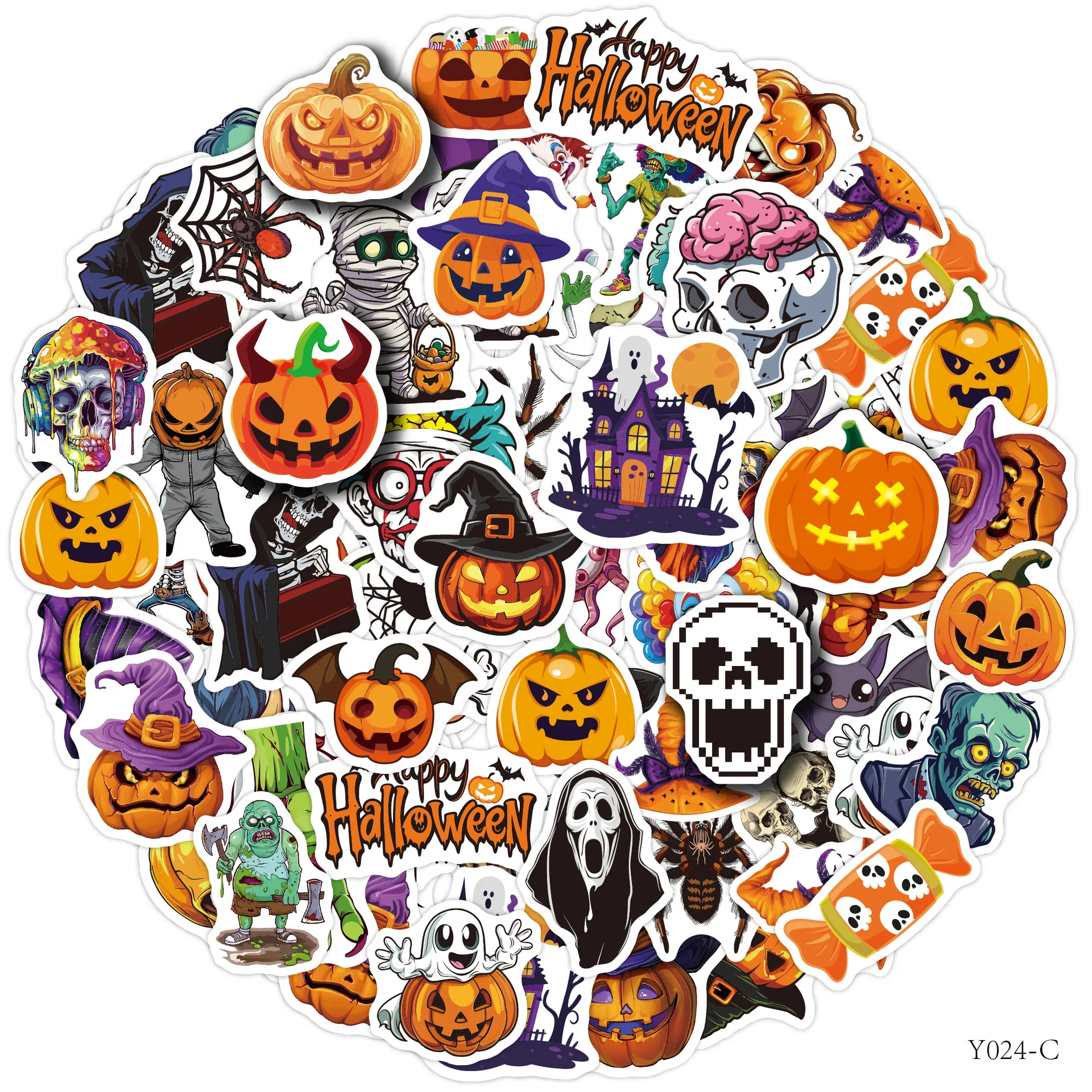 

1000 шт., наклейки «Счастливый Хэллоуин», оптовая продажа, водонепроницаемые наклейки с тыквой, мультяшные наклейки для скрапбукинга, канцелярские принадлежности для детей