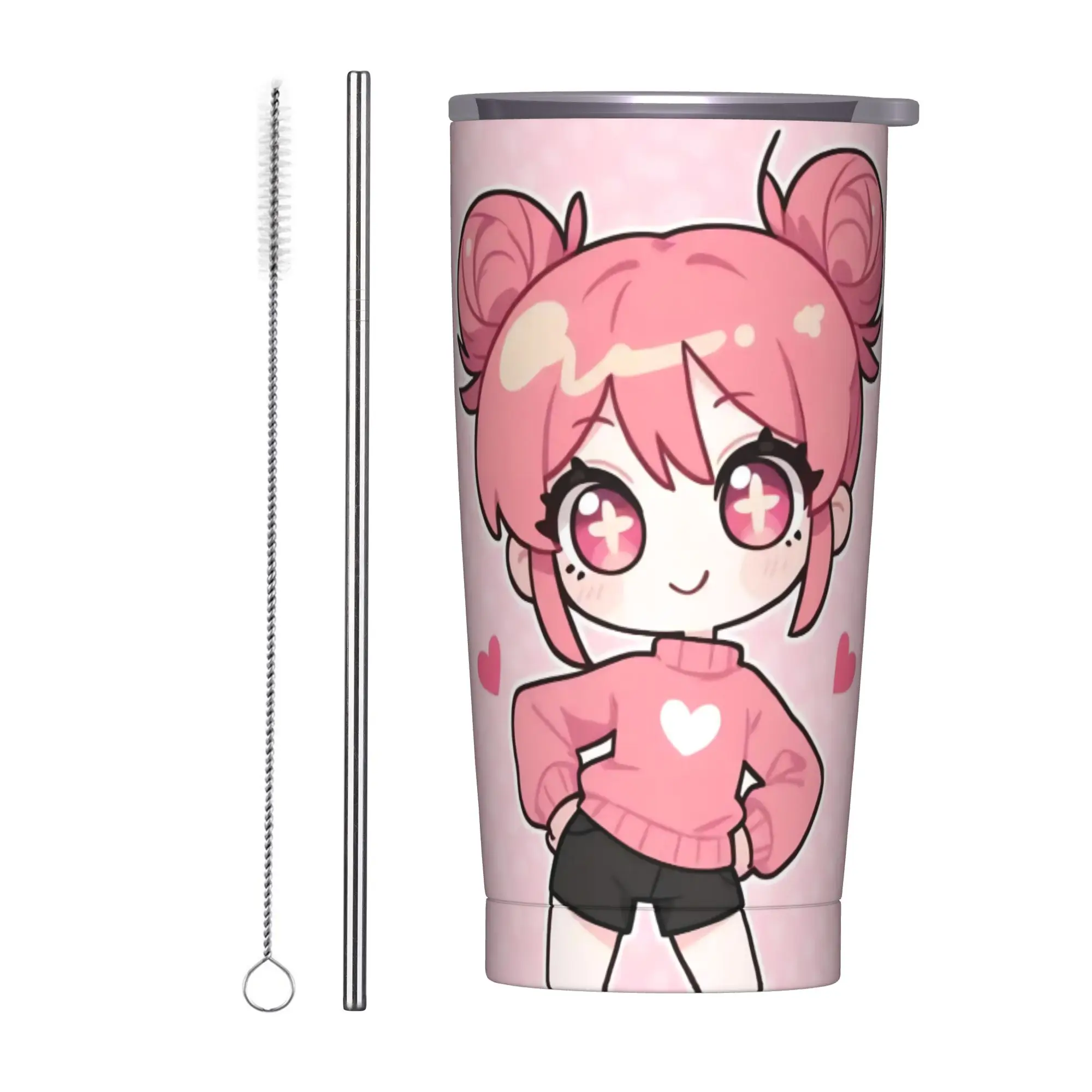 Trickcal C-Chibi Go Games Tumbler Vacuum Insulated  Thermal Cup Stainless Steel Travel Outdoor Mugs Water Bottle 20oz