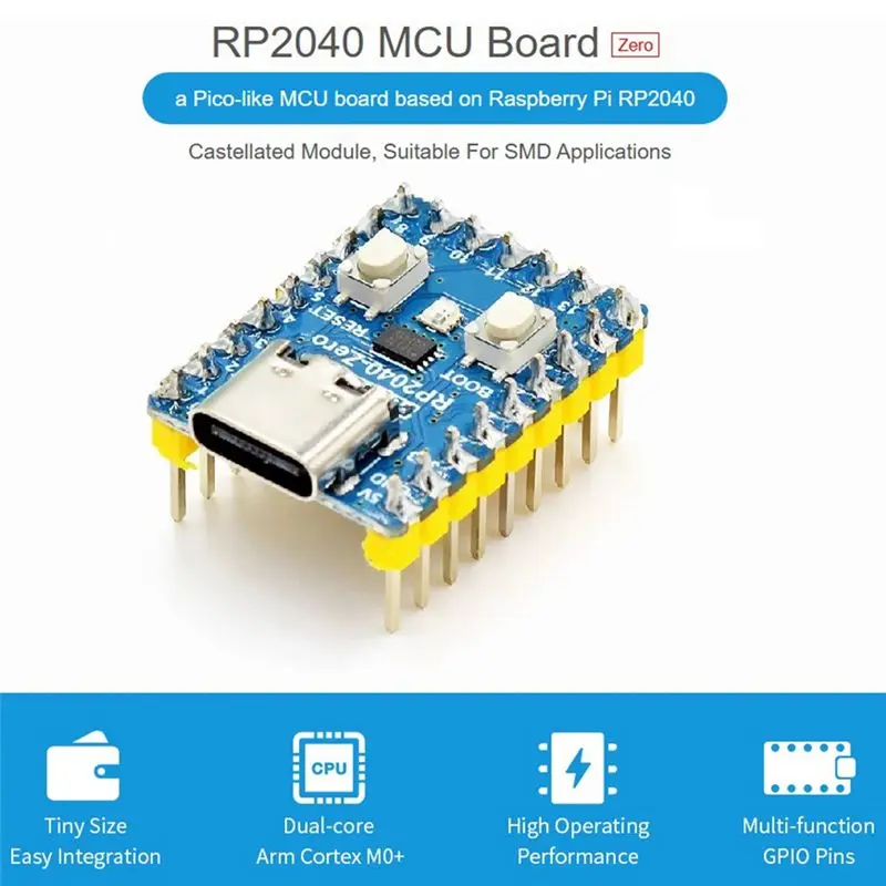 Leading-RP2040-Zero Microcontroller PICO Development Board For Raspberry Pi RP2040 Dual-Core Cortex M0+Processor 2MB Flash