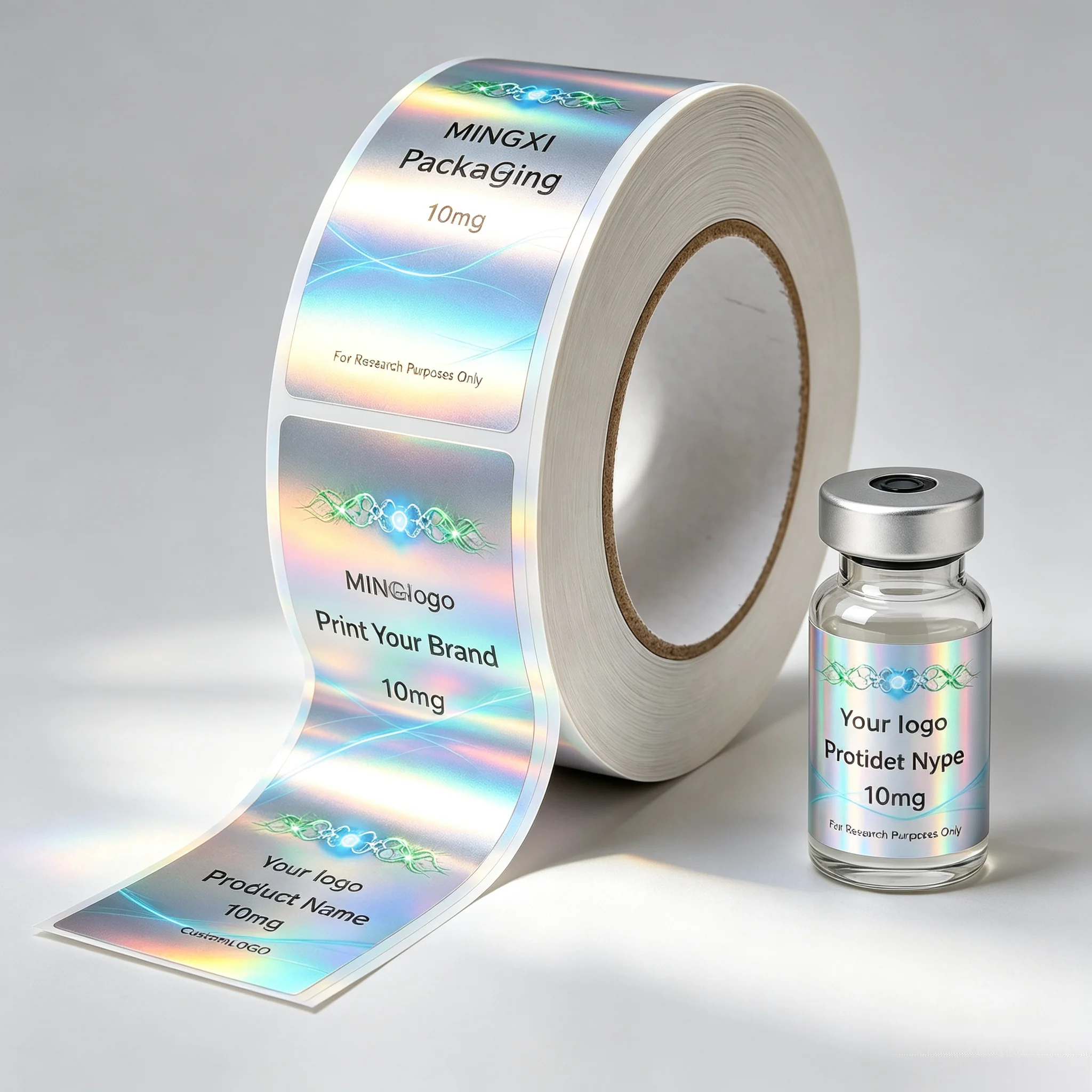Injectable Health Supplement Vial Precision Printed Labels,Waterproof High Temp Resistant Self‑Adhesive Peptide Bottle Stickers