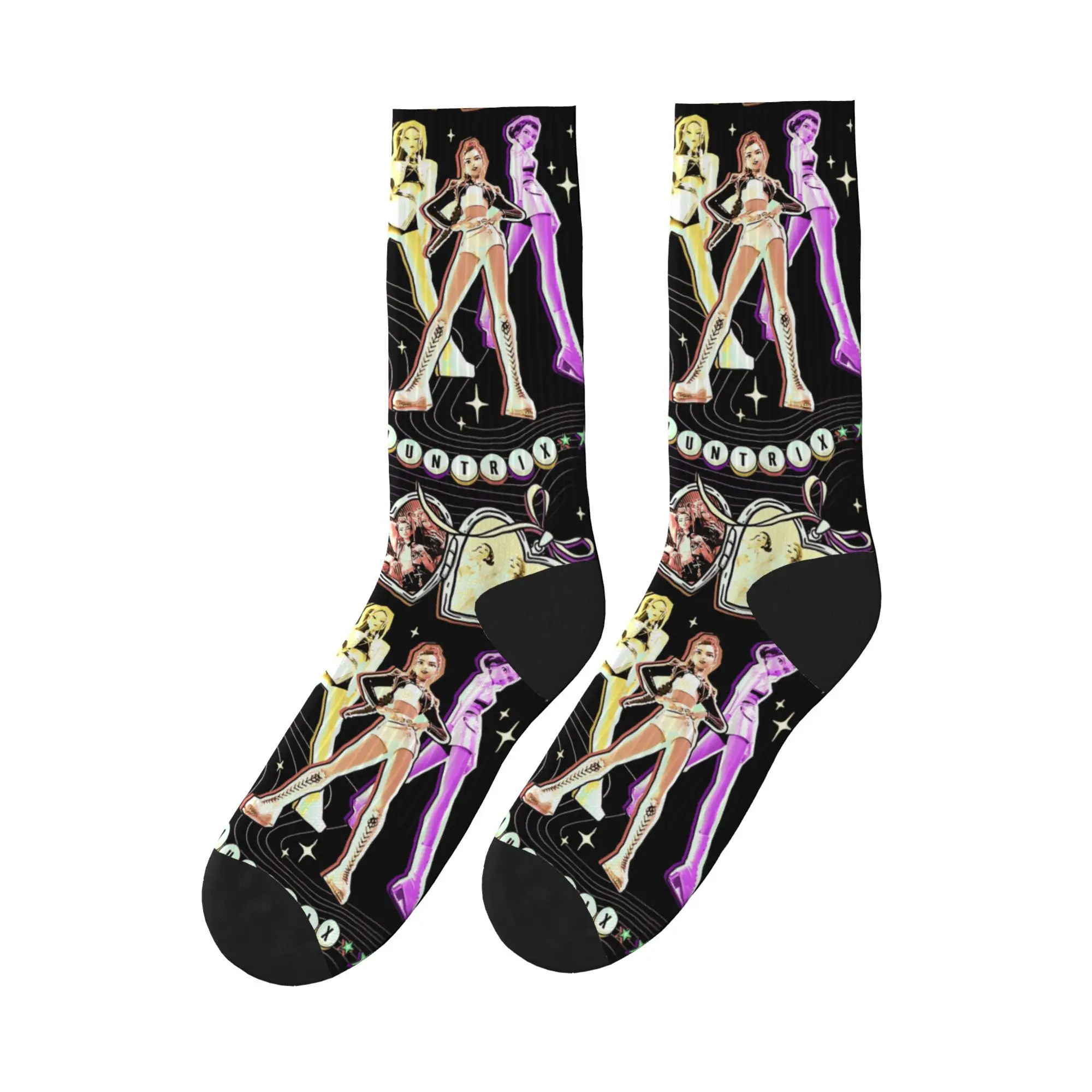 

Rumi Zoey Mira Huntrix Girls Kpop Demon Hunters Носки Веселые чулки Осенние нескользящие мужские носки Средние мягкие носки для скалолазания с графическим рисунком