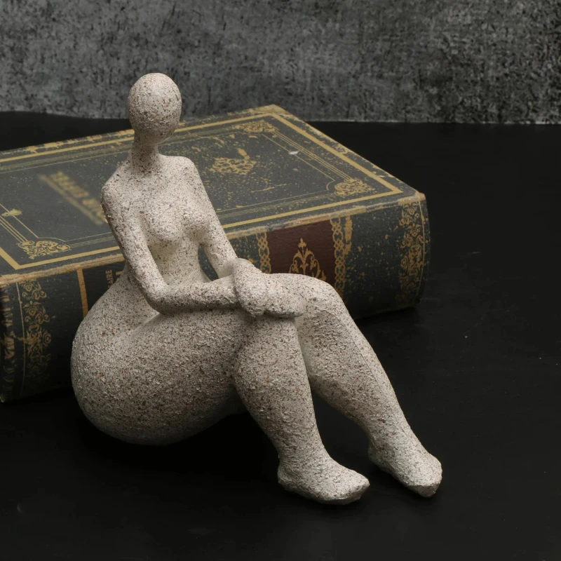 Sandstone Resin Chubby Woman Statue Handmade Sandstone Abstract Art Living Room Office Cabinet Tabletop Entryway Household Decor
