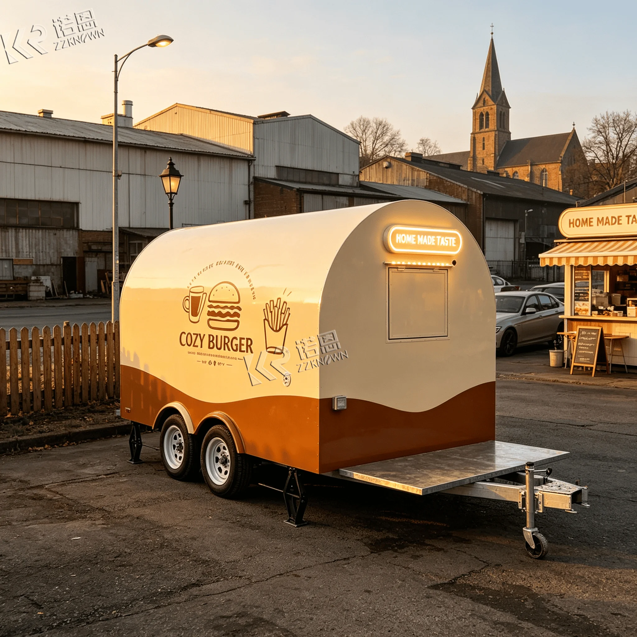 2.3m ODM Modified Curved Food Truck Food Trailer Custom Cabinet Layout for New Small Business Street Vending
