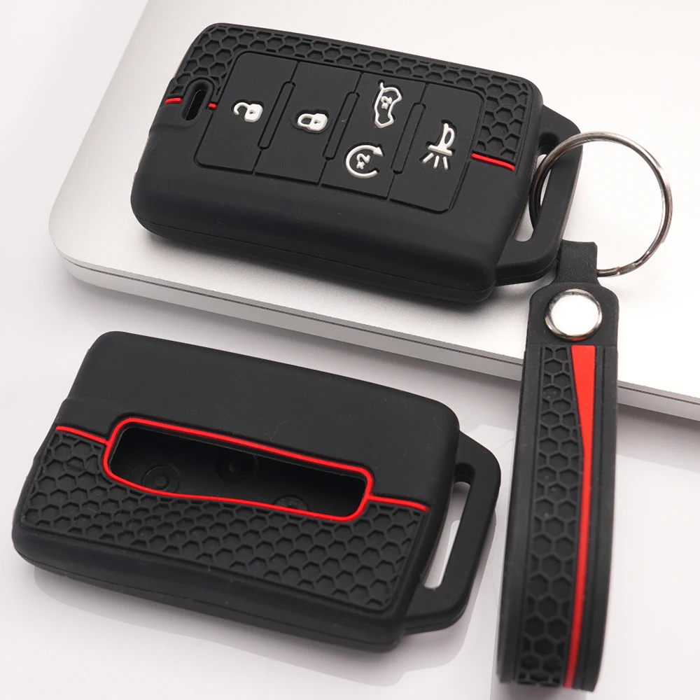 Key Fob Case With Chain For Jeep Grand Cherokee Wrangler Compass Patriot Cherokee Renegade Commander Gladiator Liberty Durable