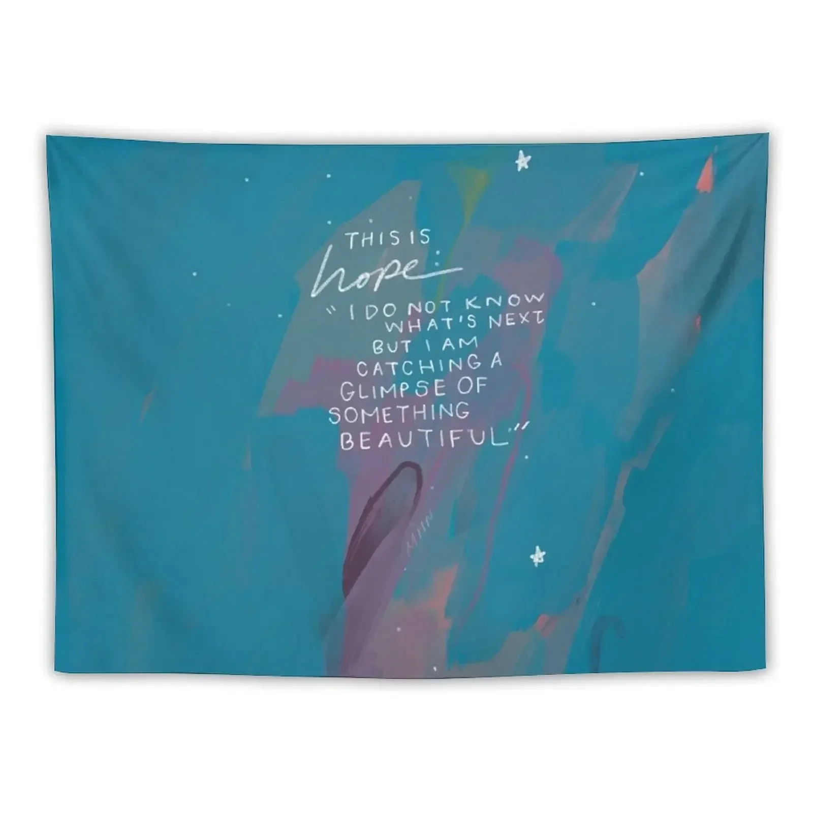 Morgan Harper Nichols Hope Quote - Inspirational Motivational Quote and Abstract Blue and Purple Art Tapestry