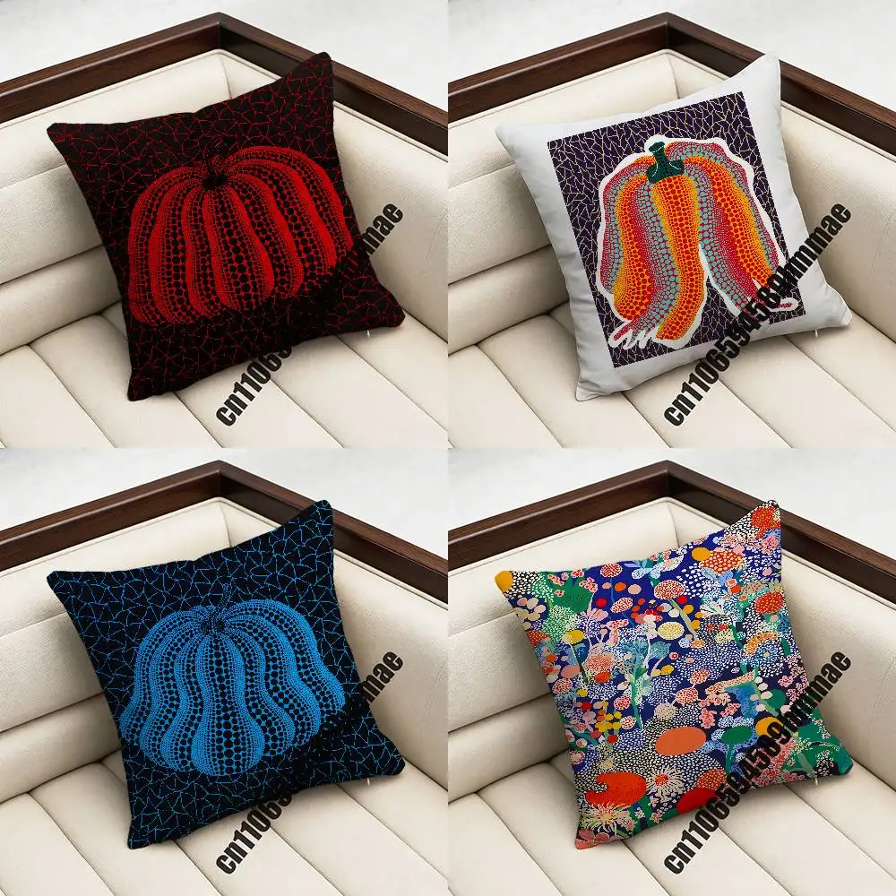 

For Y-Yayoi Art K-Kusama Throw Pillow Case Sham 45x45cm 35x35cm Square Bedroom Pillowcase Cushion Cover