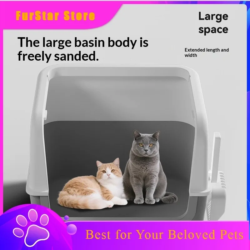FurStarEnclosed Top-Exit Cat Litter Box, Odor Control Extra Large Kitty Toilet, All-in-One For Kitten Adult, Anti-Smell For Indo