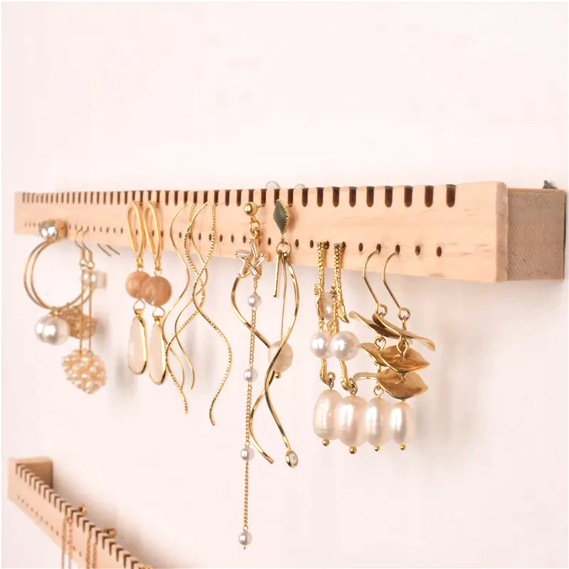 Necklace Earring Jewelry Display Stands Wooden Wall Jewelry Display Storage Store Holders Exhibitor