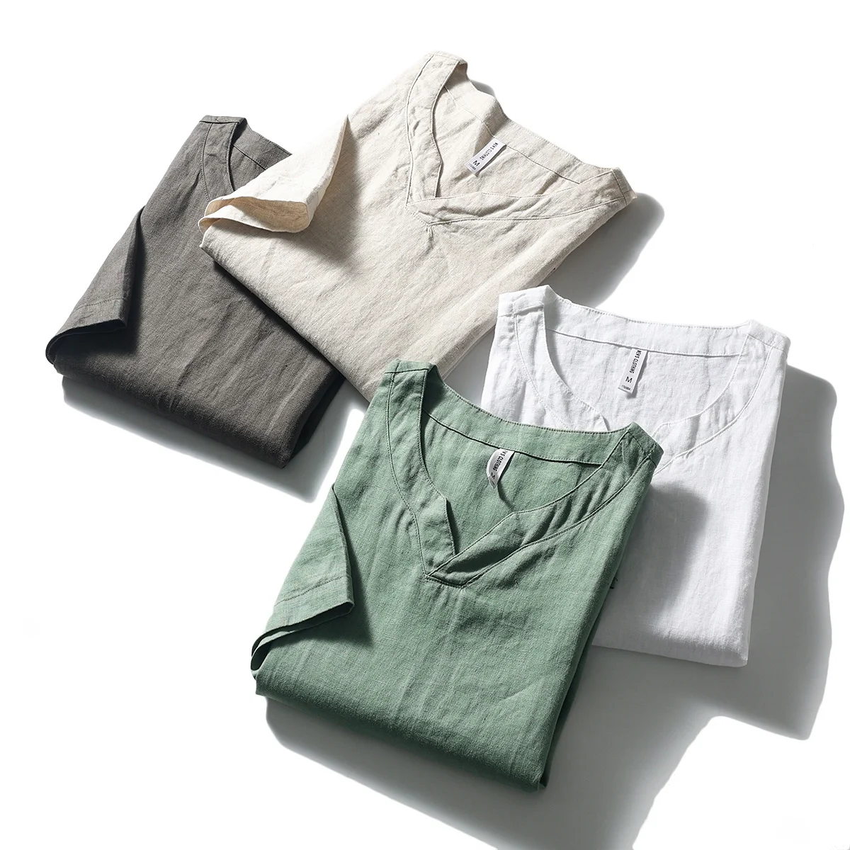 

Ретро-национальный стиль! 100% лён! Прохладный и дышащий! Летняя мужская цветная футболка с коротким рукавом, модная, для городской молодежи